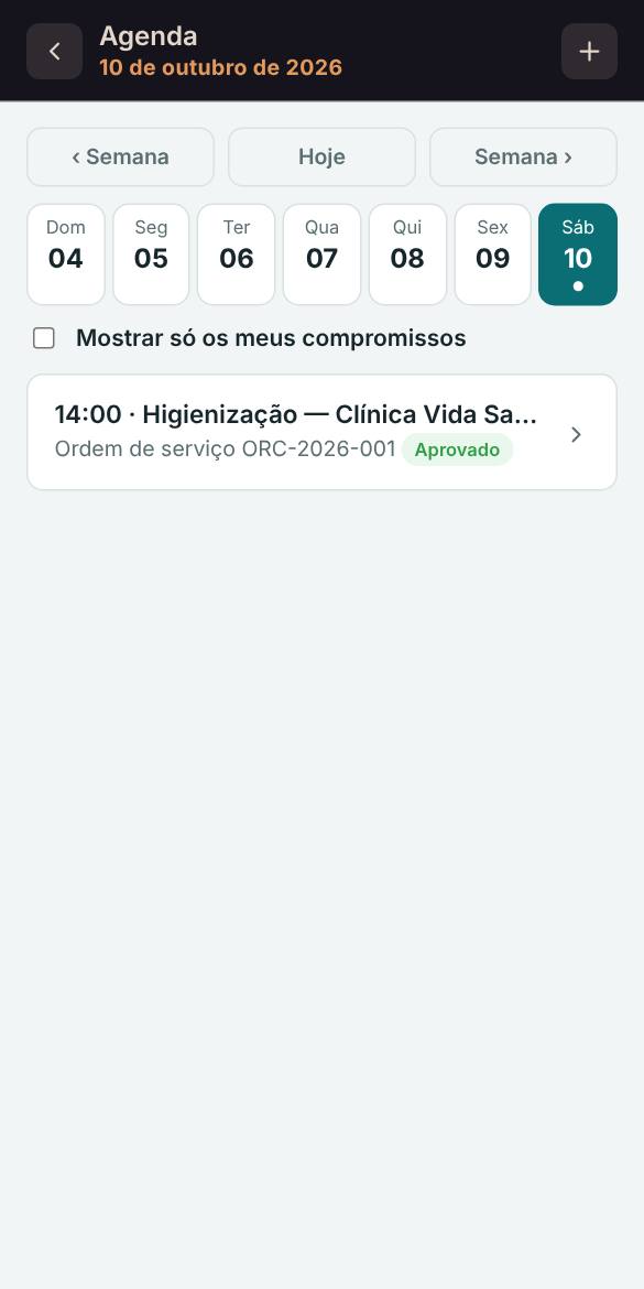 Tela da agenda