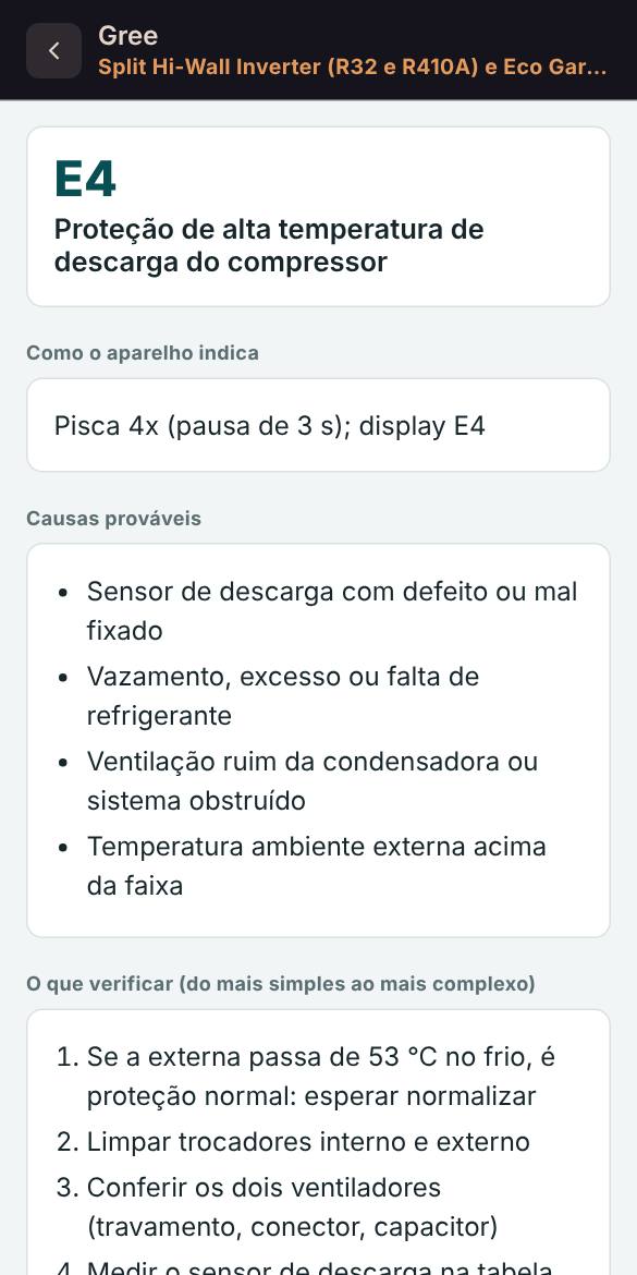 Tela de código de erro